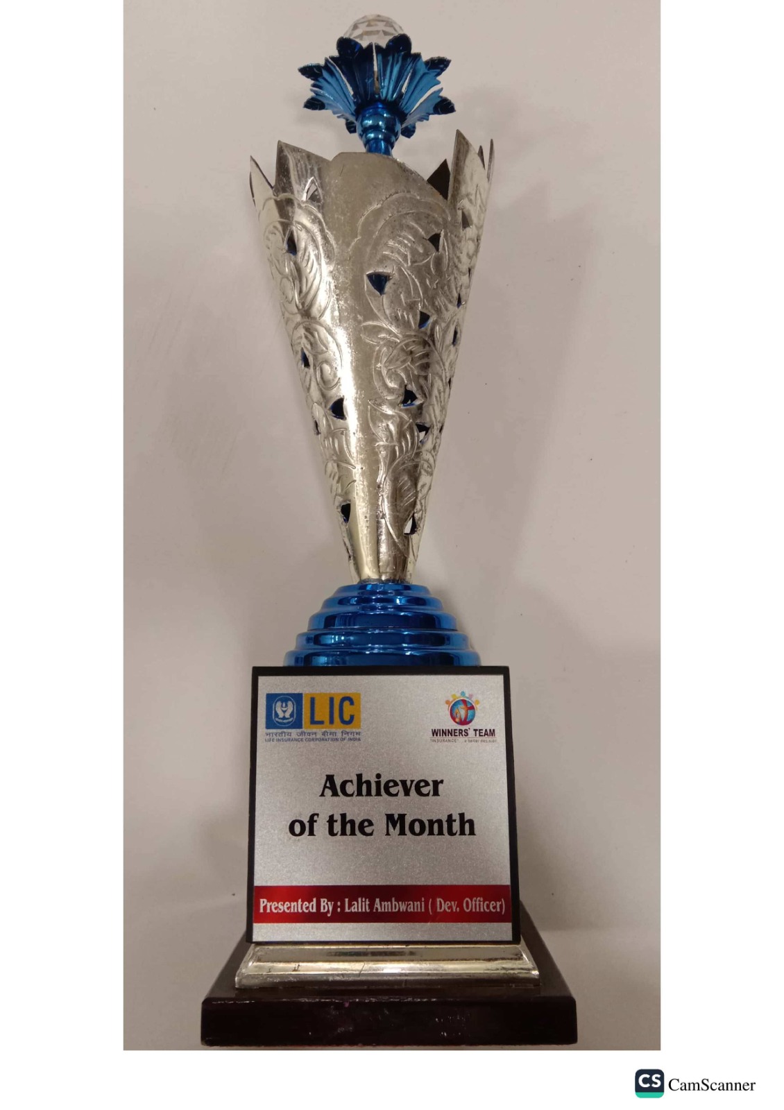 Trophy For Achiever Of The Month