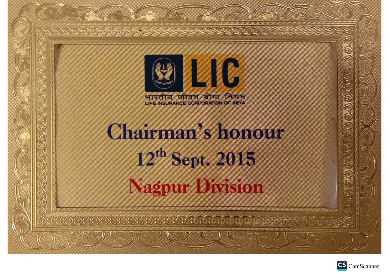 Trophy For Chairman's Honor 2015